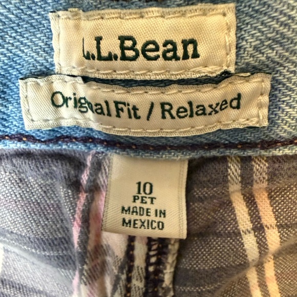 L.L. Bean Original Fit Blue Flannel Lined Jeans w/ White Cloud Design Size 10P - Picture 11 of 16